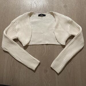 Cream Ribbed Women's Cardigan